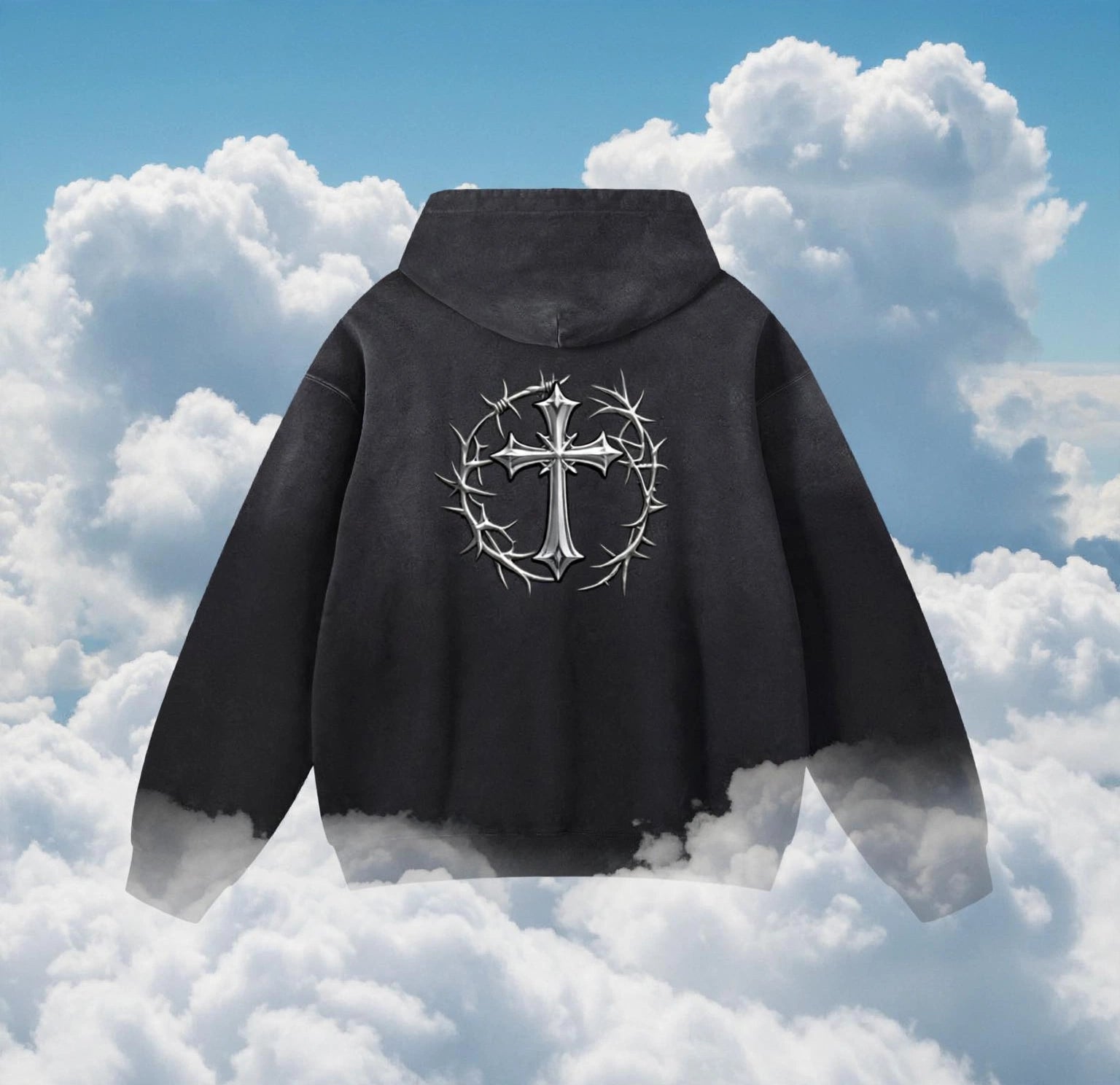 Heavyweight Sunfade Cross Hoodie