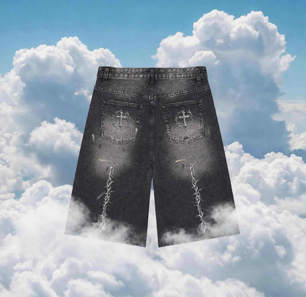 Vintage Wash Wide Leg Denim Shorts