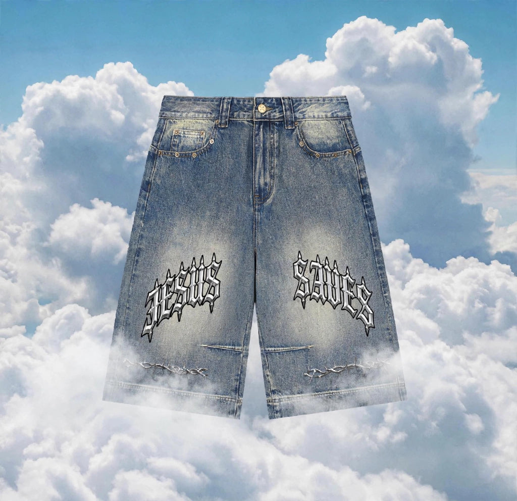 Vintage Wash Baggy Denim Shorts